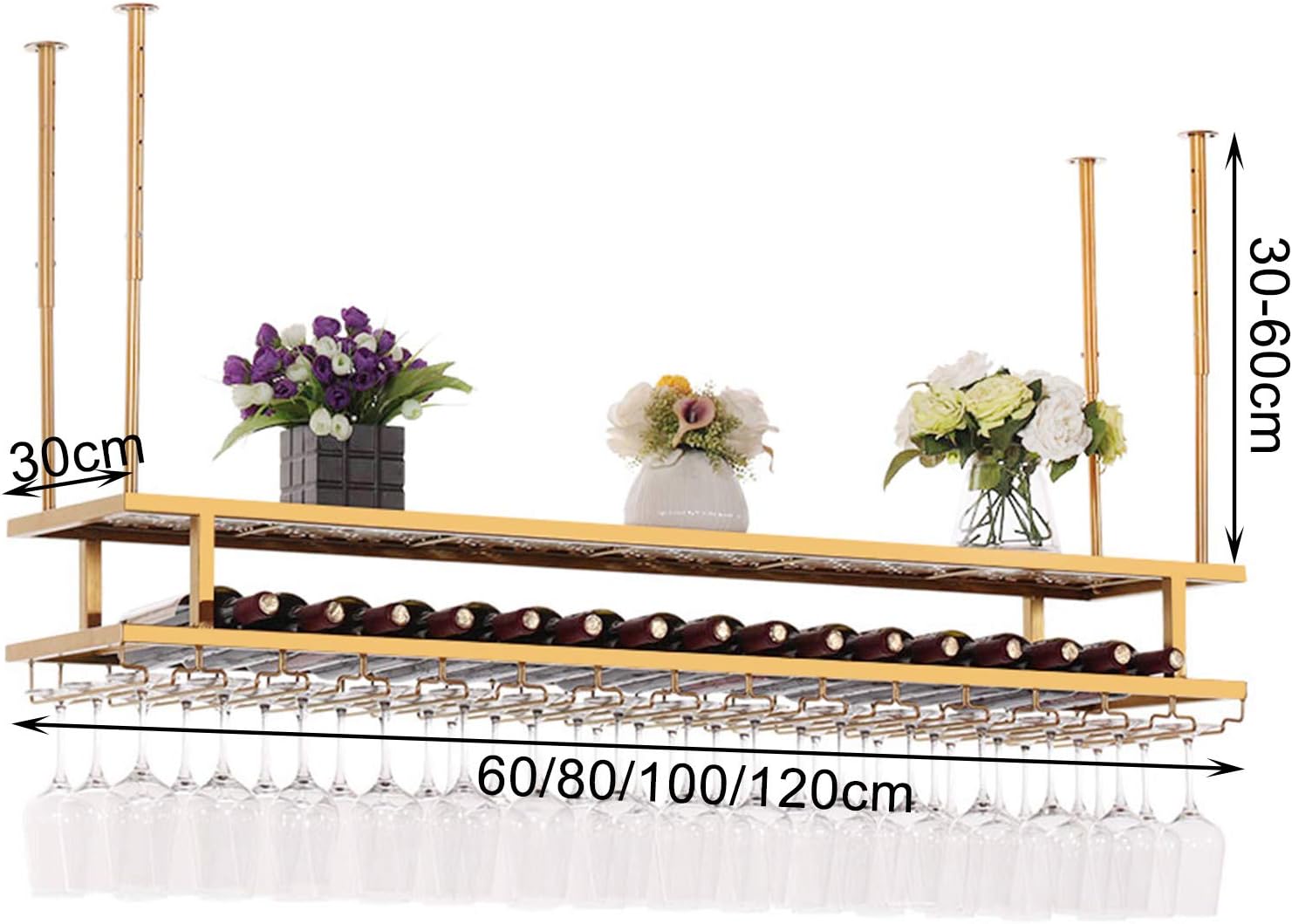 Wall-Mounted Wine Rack with Adjustable Height and Width 100cm