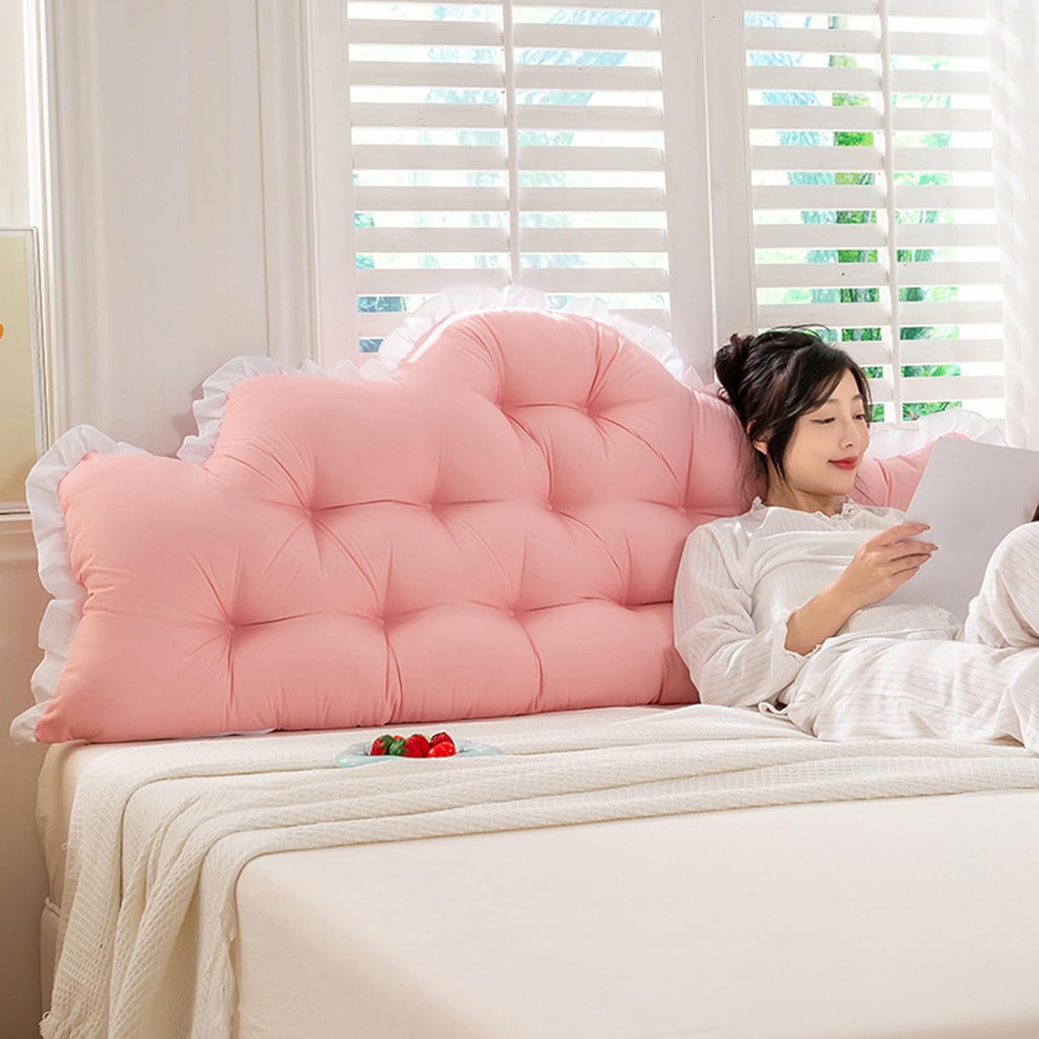 Crown Bed Wedge Pillow - 200x75x10cm Luxury Reading Support Cushion