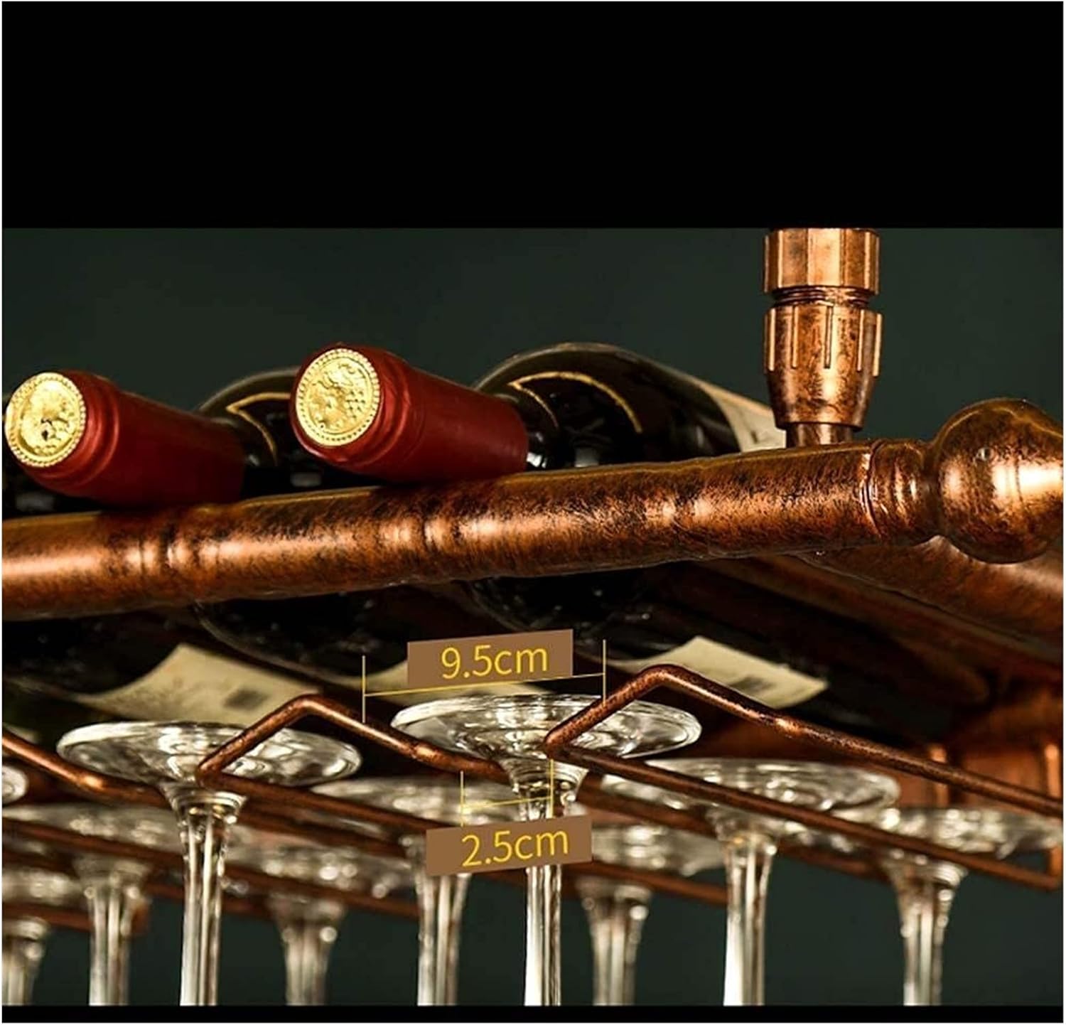 Suuim Hanging Wine Rack with Glass Holder and Shelf