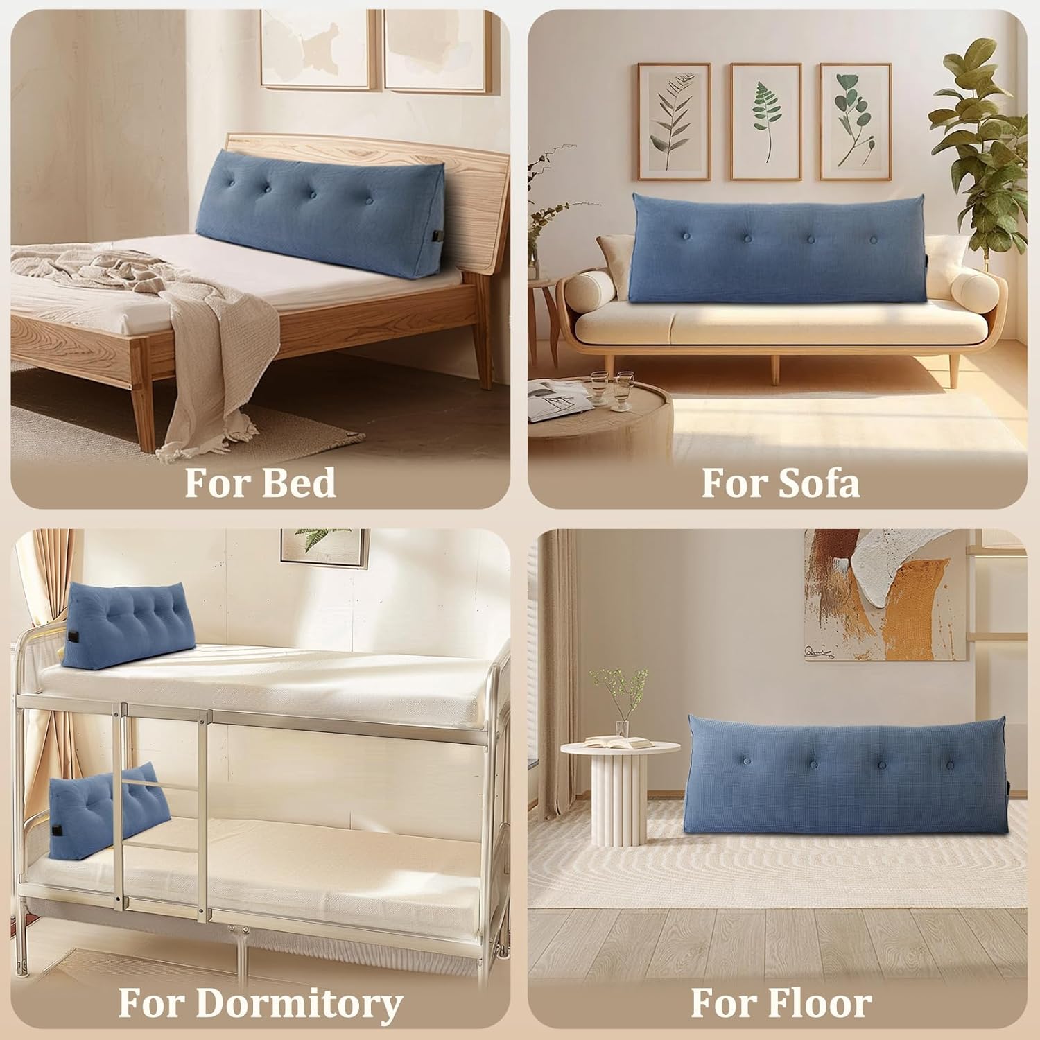 Huatean Home Headboard Pillow Full Blue 1