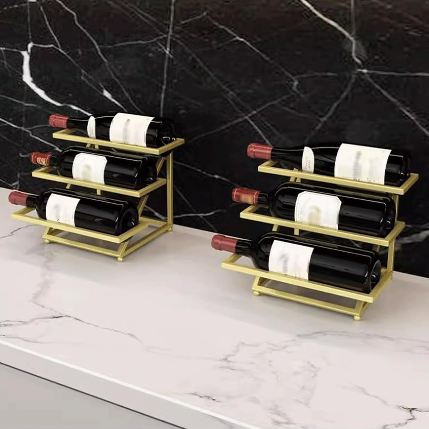 3 Tier Industrial Metal Wine Rack Free-Standing for Kitchen Bar