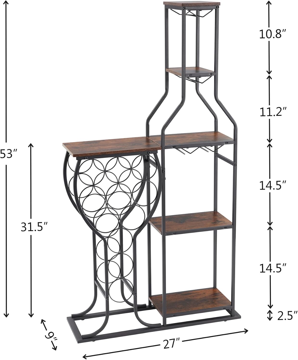Yibigox 5-Tier Freestanding Wine Rack with Glass Holder