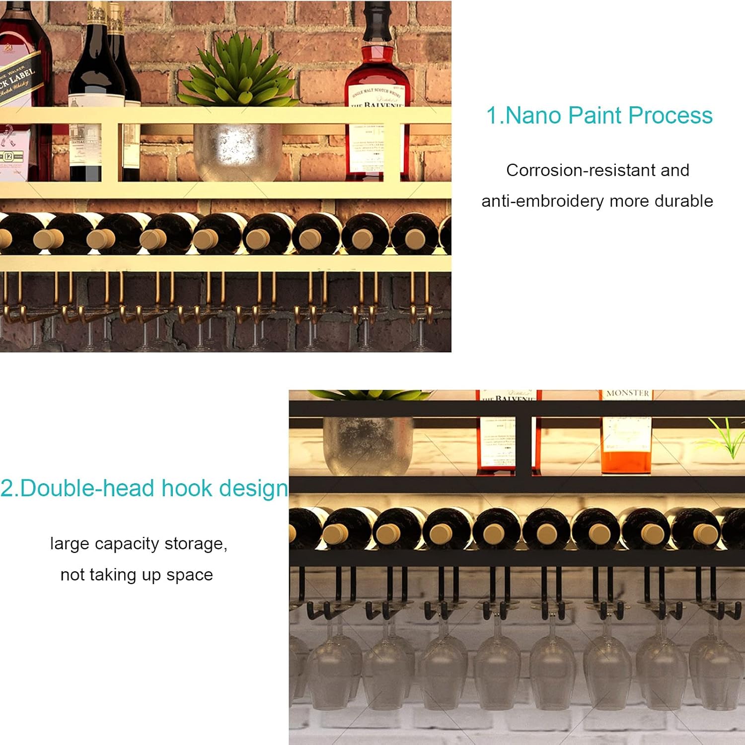 ZJDYDY Wall-Mounted Wine Rack - Space-Saving Wrought Iron Holder