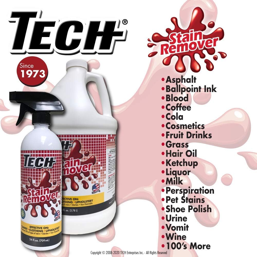 TECH Stain Remover 24 oz 2-Pack for Carpet Clothes Upholstery