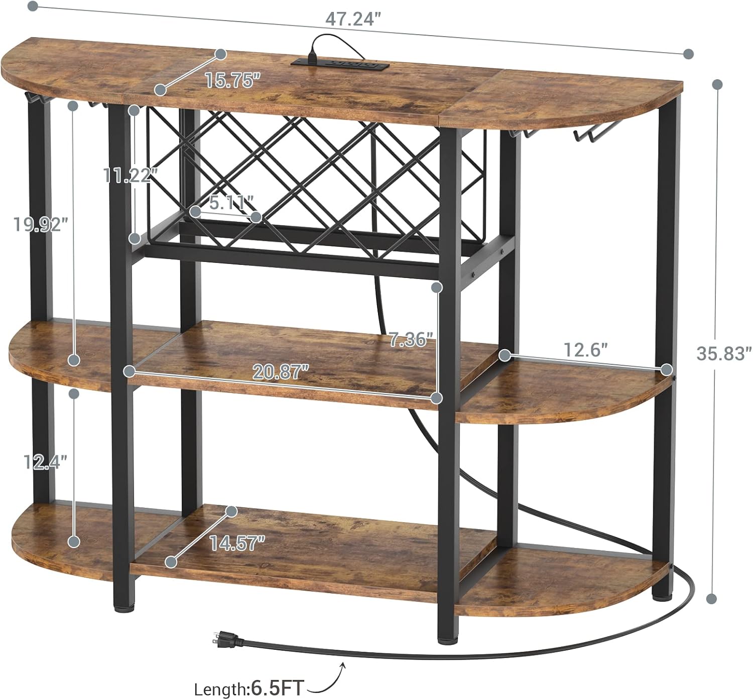 Unikito Freestanding Wine Rack Table with USB and LED Light