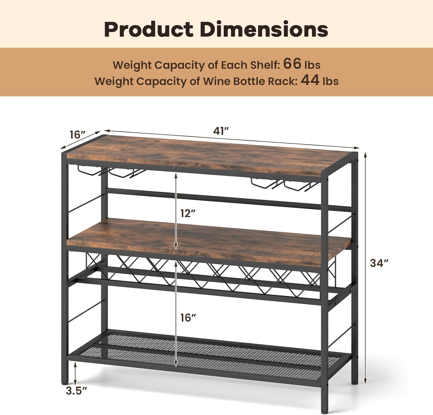 COSTWAY 41 Inch Freestanding Wine Rack Table