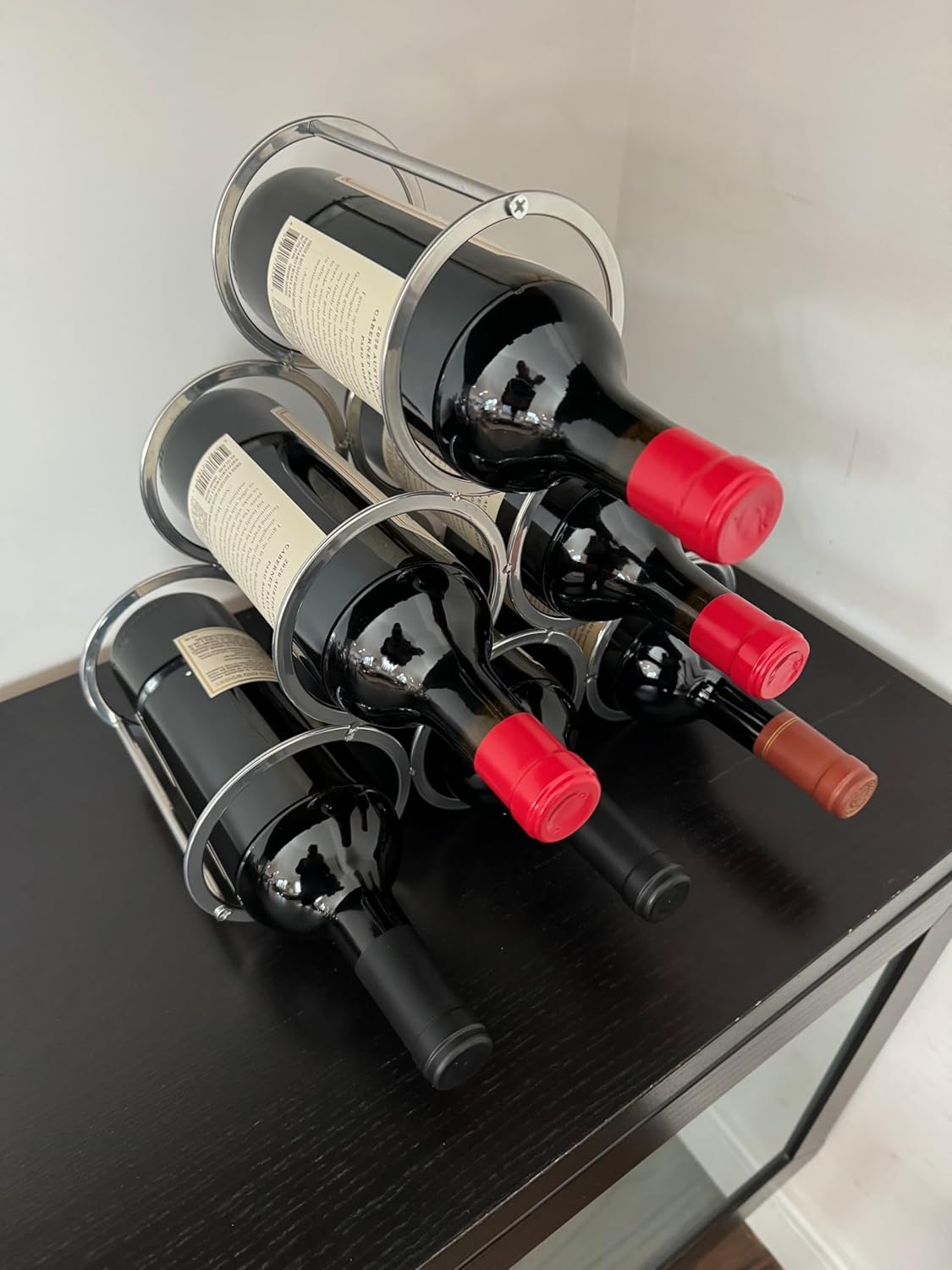 Lilys Home Countertop Wine Rack - 6 Bottle Holder Freestanding Elegant Kitchen Storage