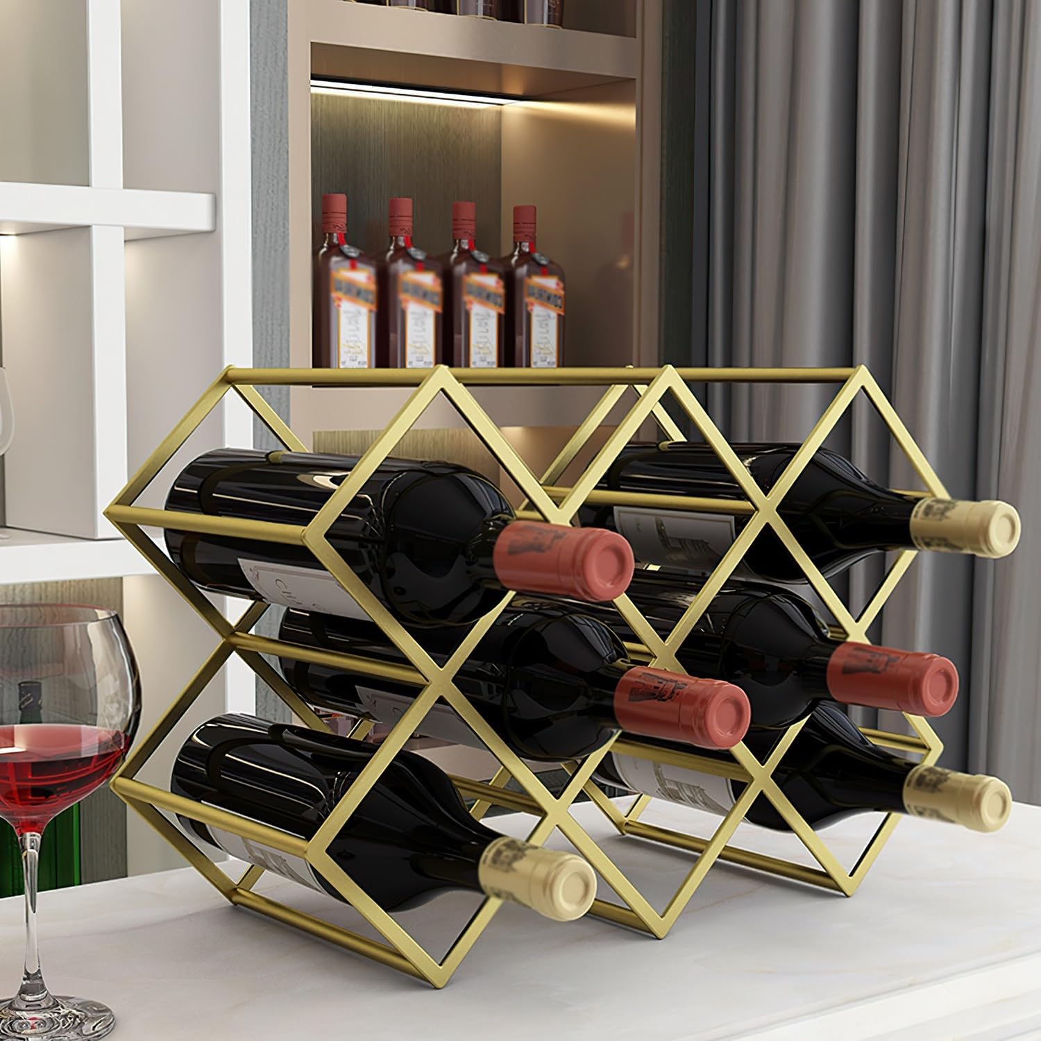 Modern Gold Wine Rack for 5-8 Bottles Durable Stylish