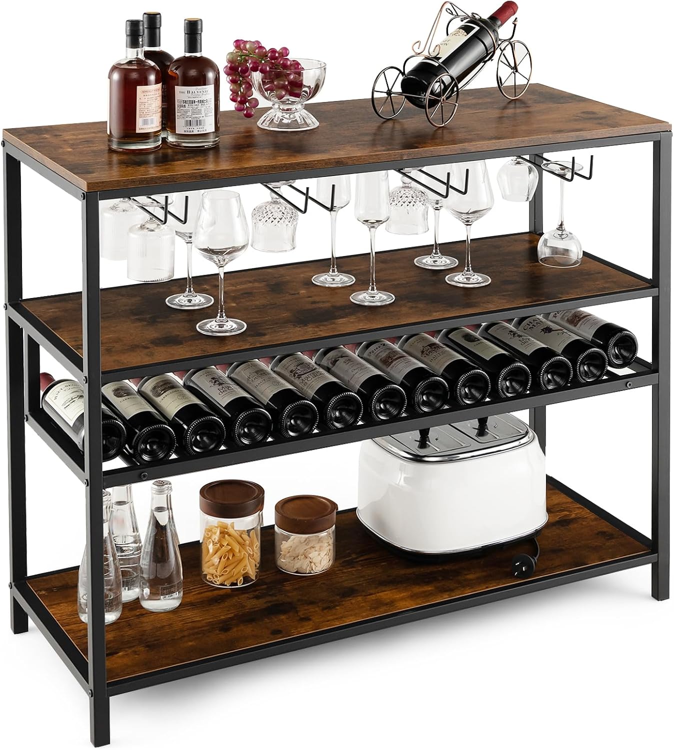 Giantex 4-Tier Freestanding Wine Rack Cabinet