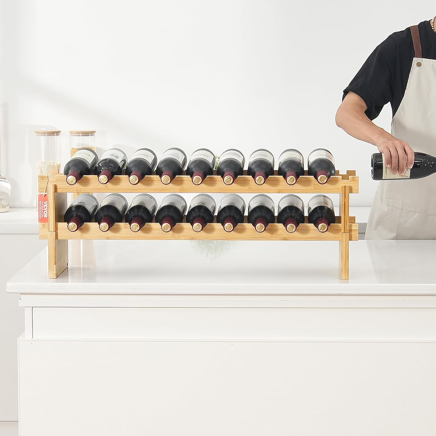 VEVOR 18-Bottle Stackable Freestanding Wine Rack
