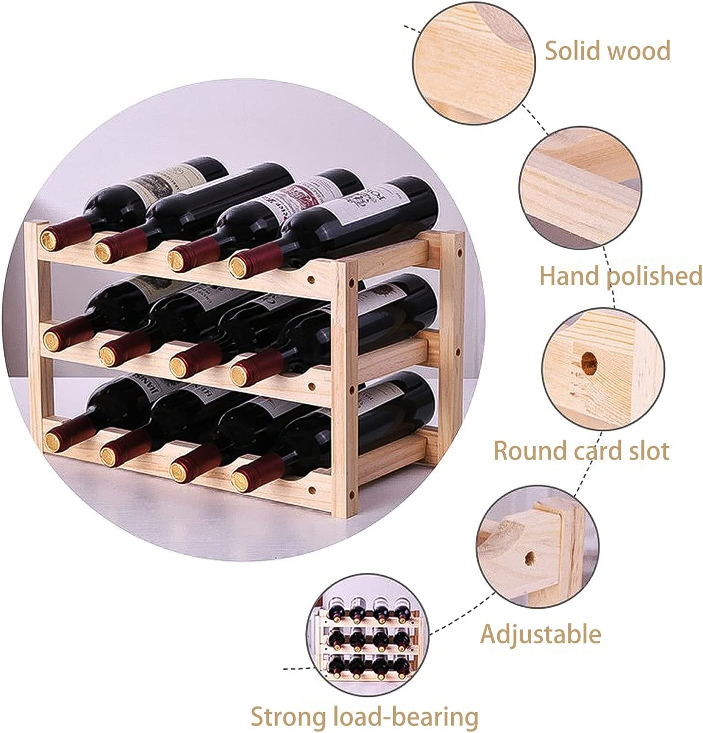 SYCARPET 3 Layer Wine Rack with 12 Bottles Storage