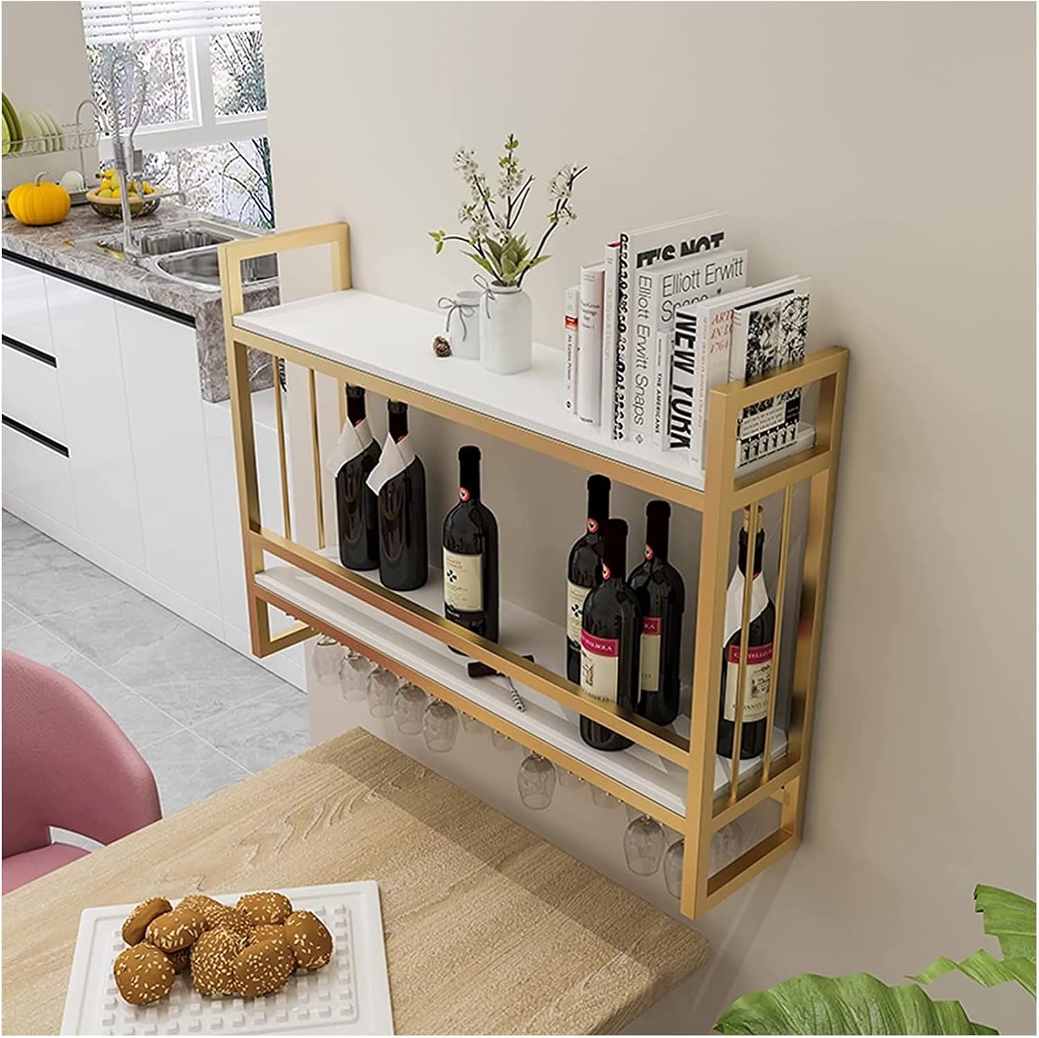 ALDEPO 6-Glass Tabletop Wine Rack - Industrial Style
