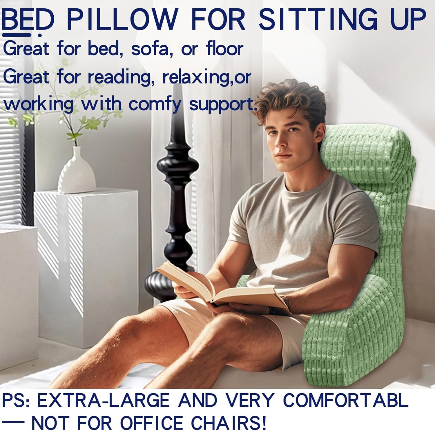 Extra Large Back Pillow for Bed Sitting Up