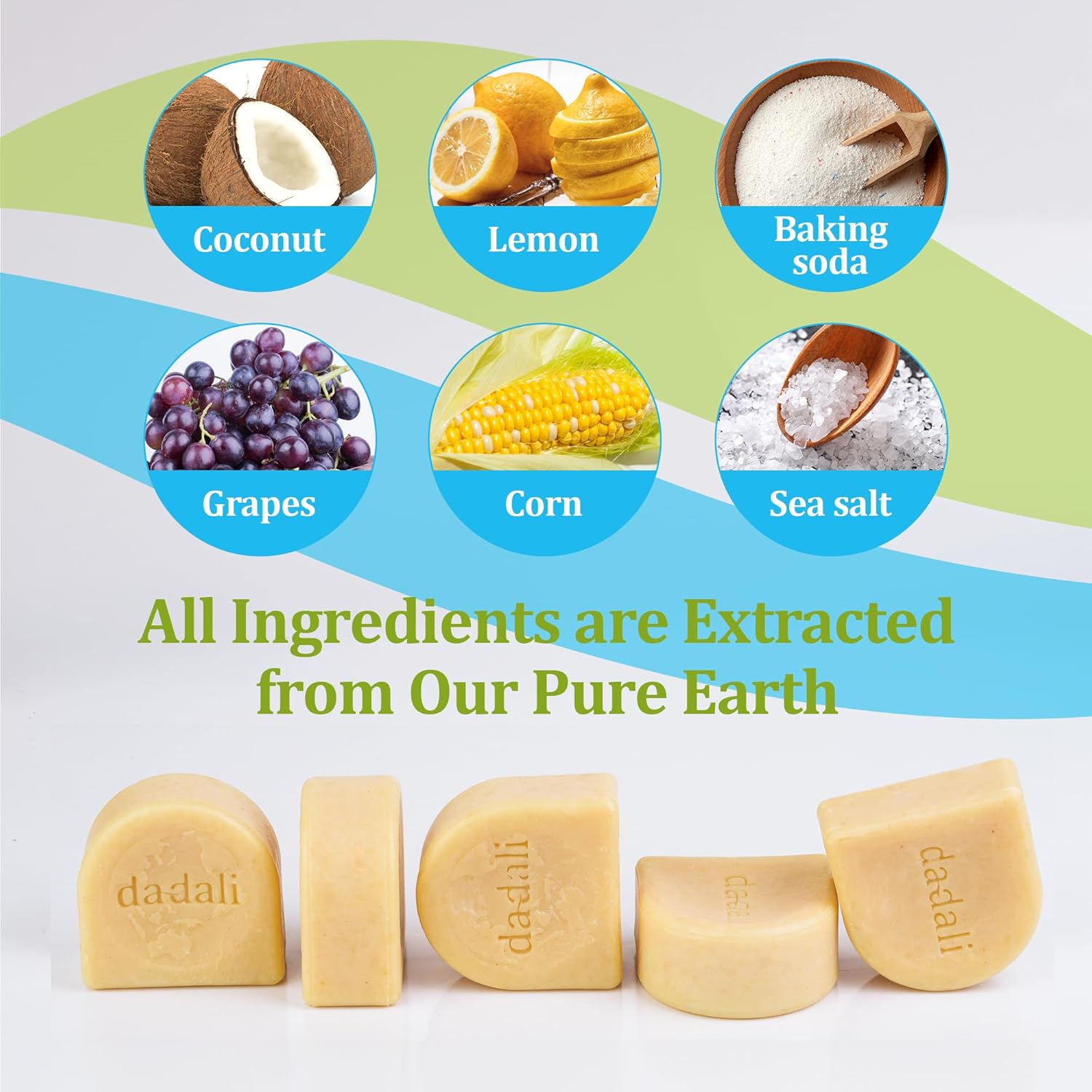 Dadali Natural Solid Dish Soap Bar - 25oz Pack of 5 Biodegradable Eco-Friendly