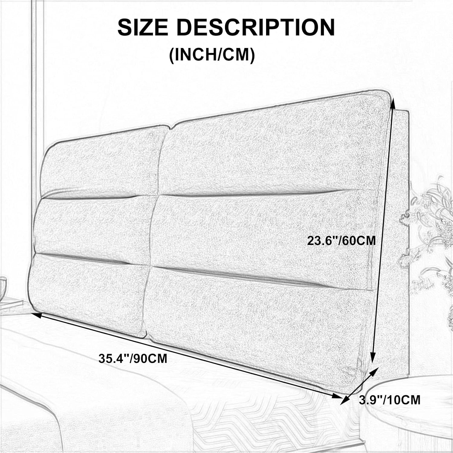 ZZYK Headboard Pillow Backrest Large Upholstered Bed Cushion for Reading Comfort