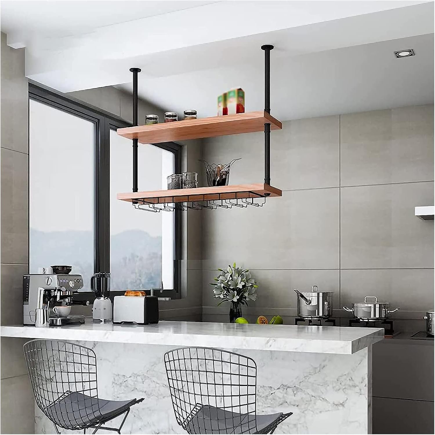 ALDEPO Wine Rack Single Layer Ceiling Mount Storage