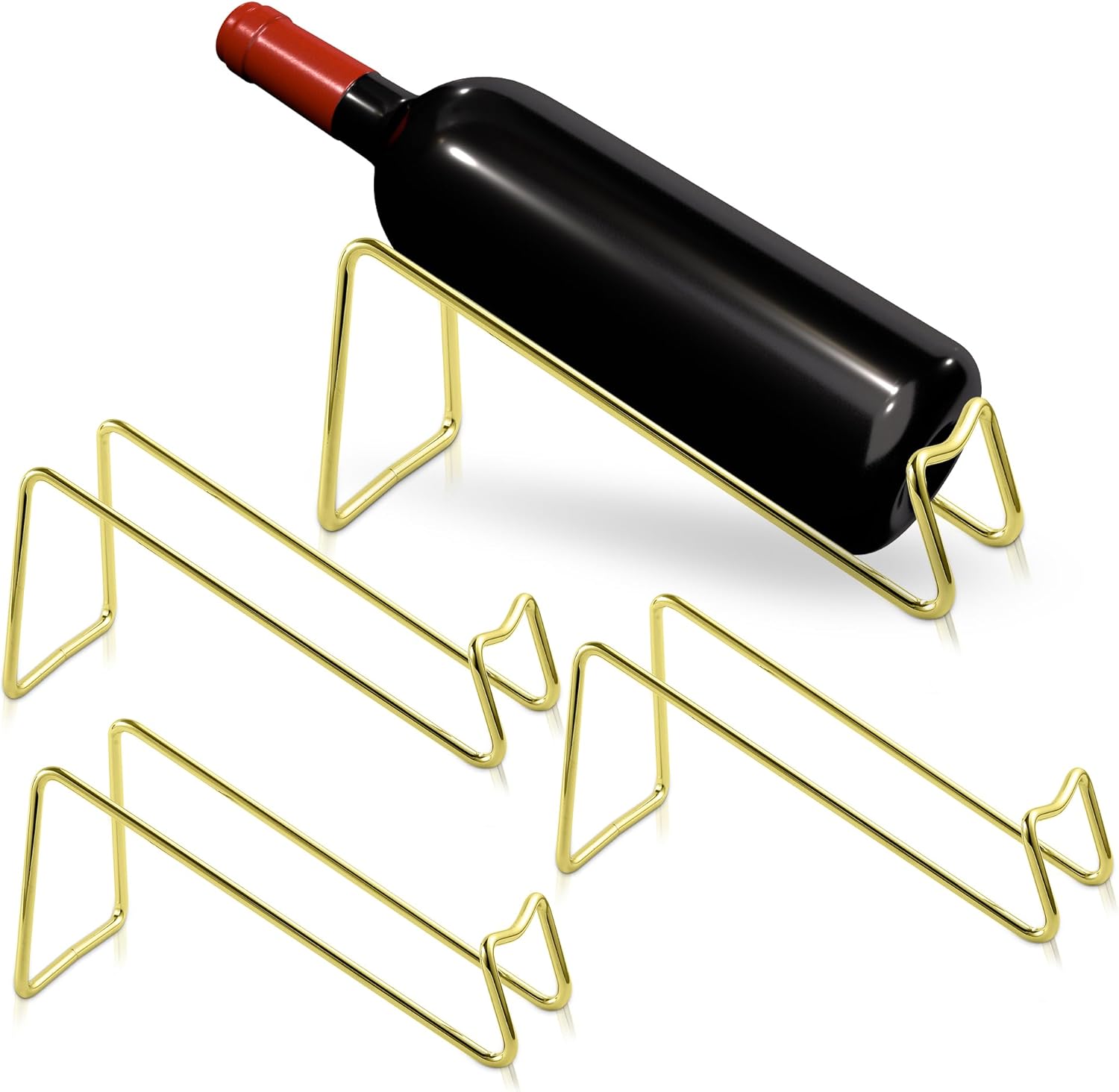 TONLEA 4-Piece Tabletop Wine Rack Sturdy Metal Anti-Rust Gold