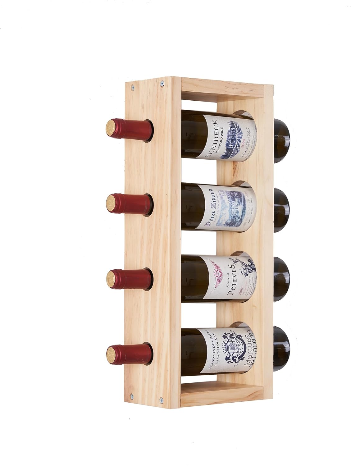 4-Bottle Wall Wine Rack - Solid Pine Wine Holder