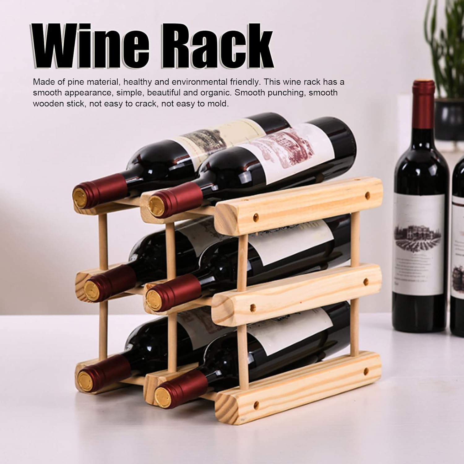 Asixxsix 6 Bottle Freestanding Wine Rack with 3 Tiers