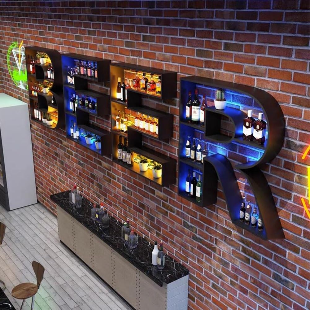 LED Wall Mounted Wine Rack with Light 1