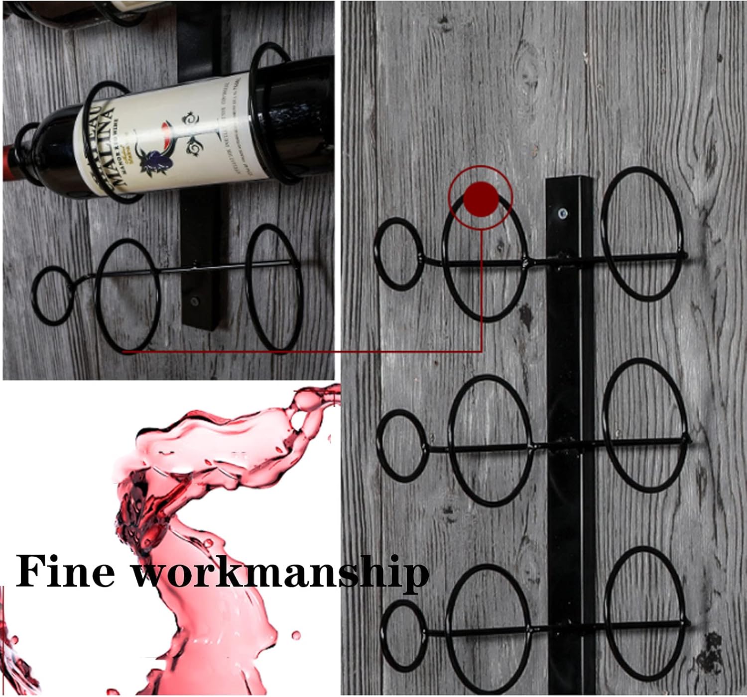 CGF- Wall Mounted Wine Rack 8 Bottle Black