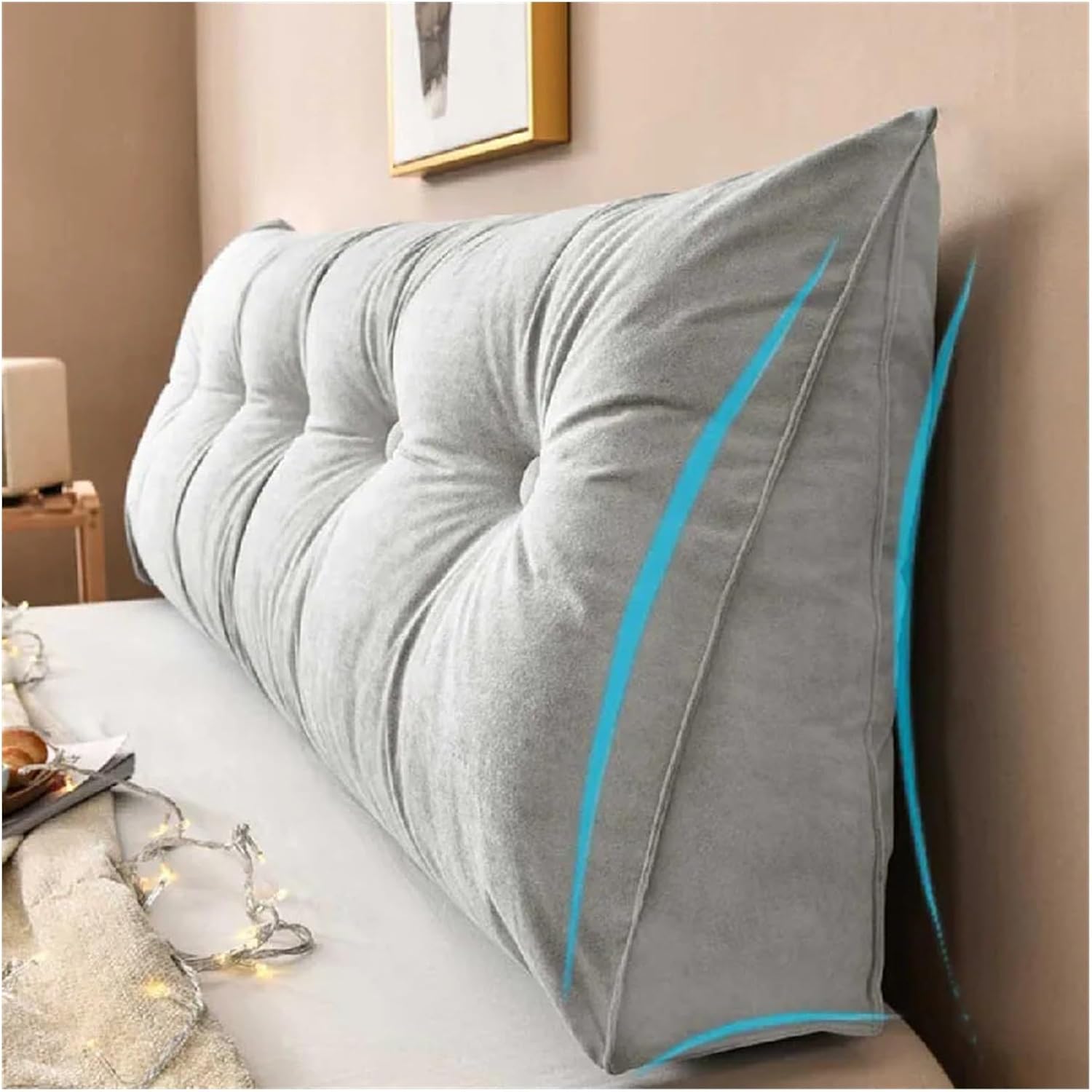GeRRiT Velvet Headboard Pillow with Side Pocket