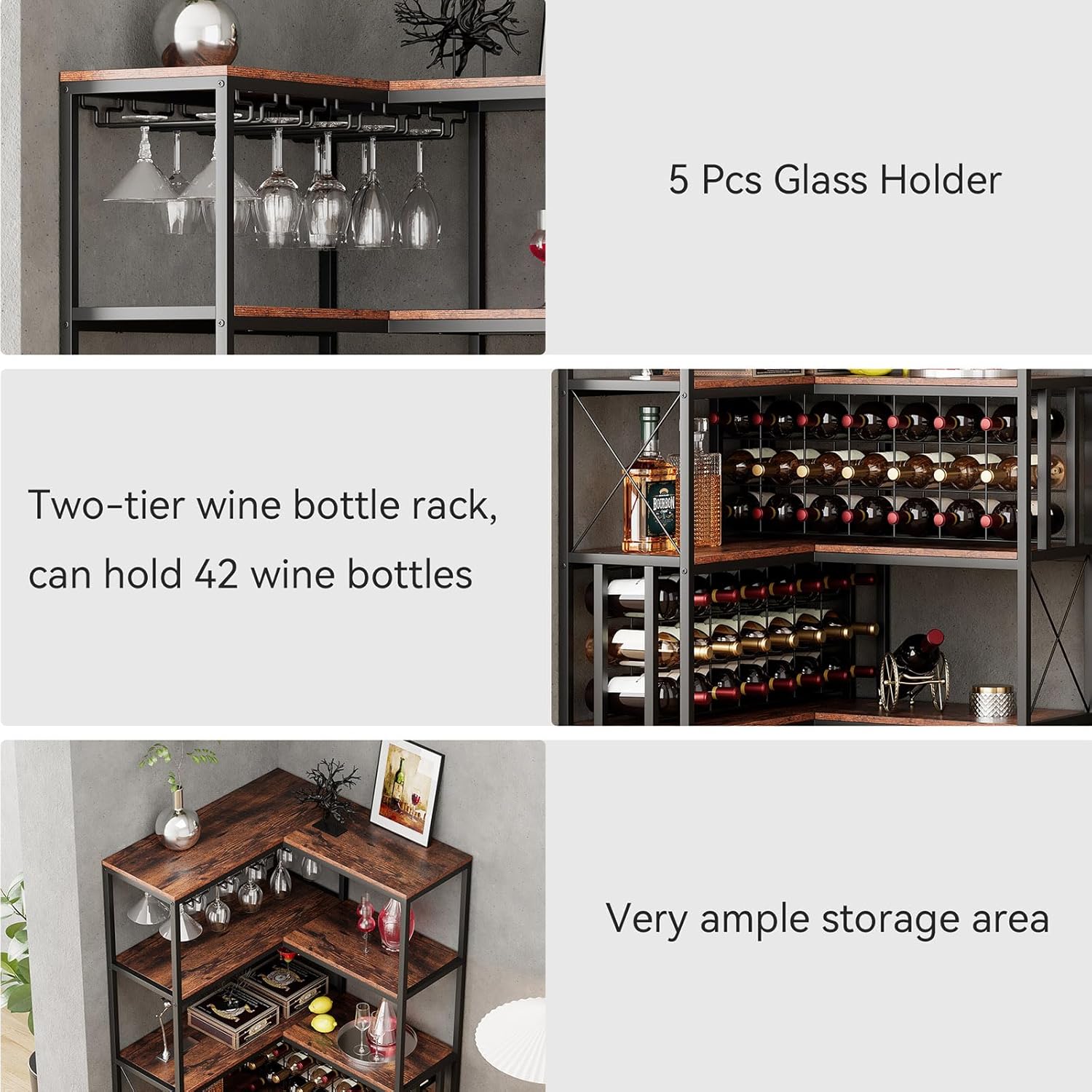 Industrial Corner Wine Rack with 20 Bottle Capacity