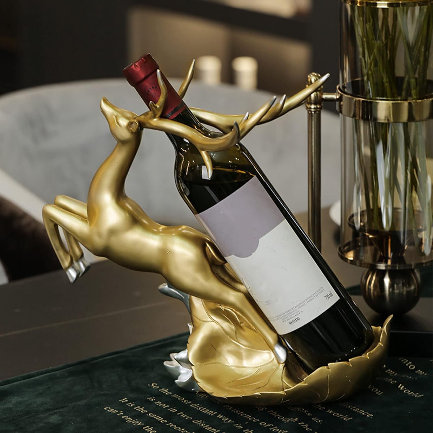 JUSHZ Tabletop Wine Rack Gold Modern Decor