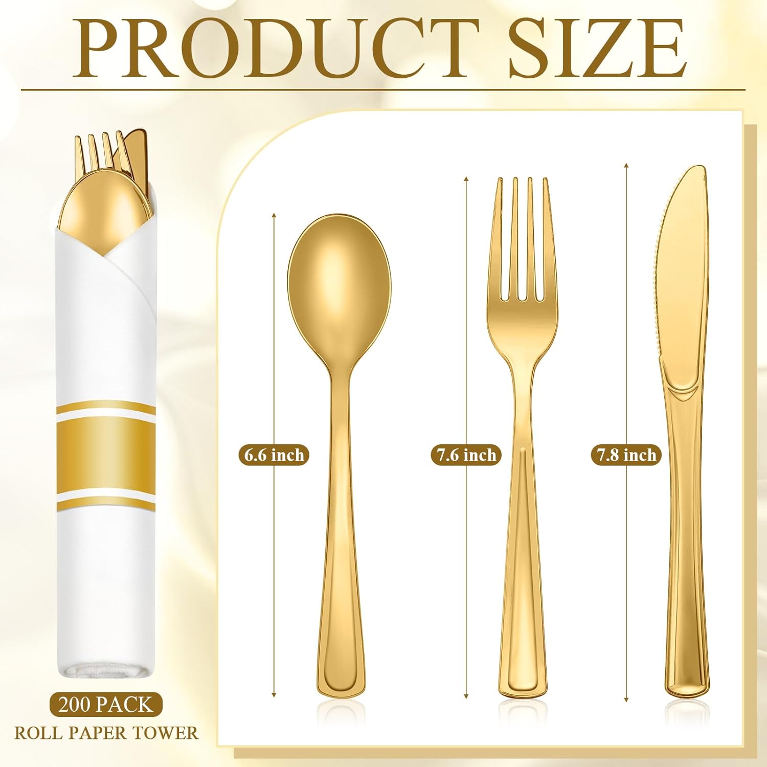 Mifoci 200 Pack Gold Plastic Cutlery Set