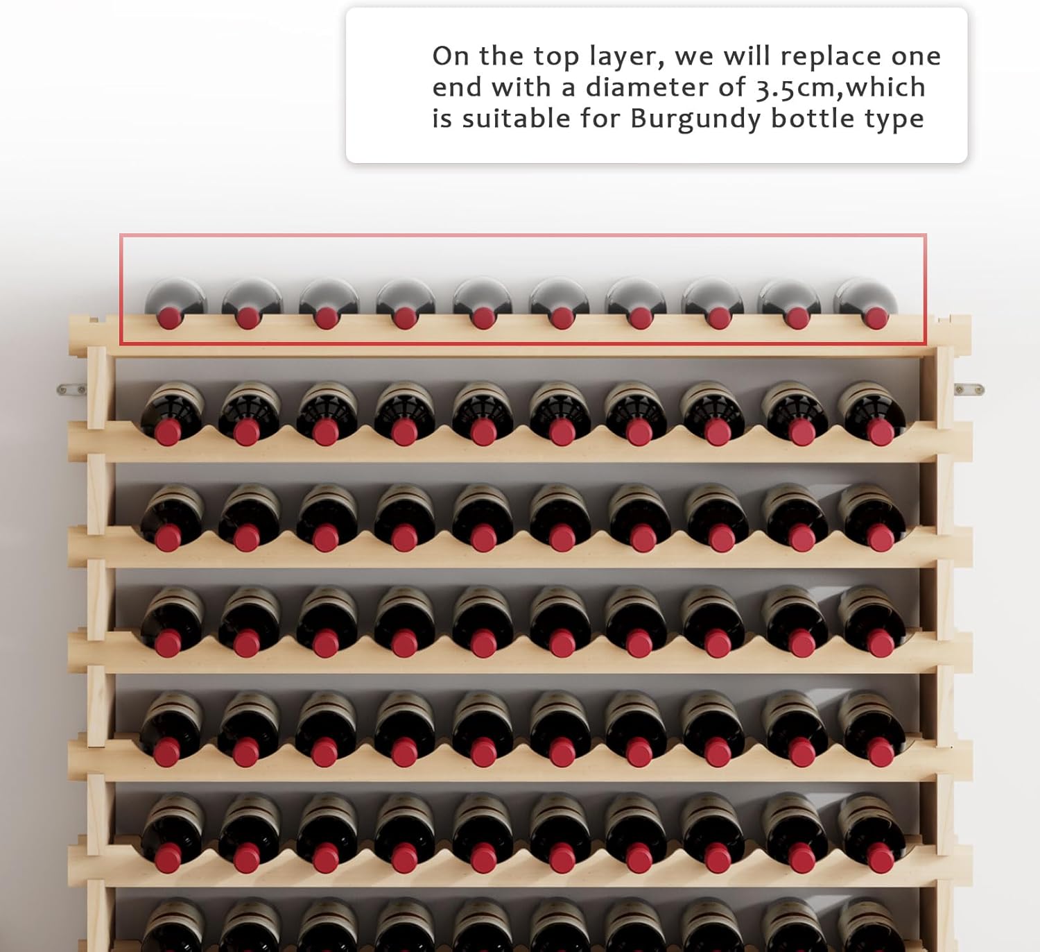 soges 100-Bottle Wine Rack 10-Tier Stackable Storage Shelf