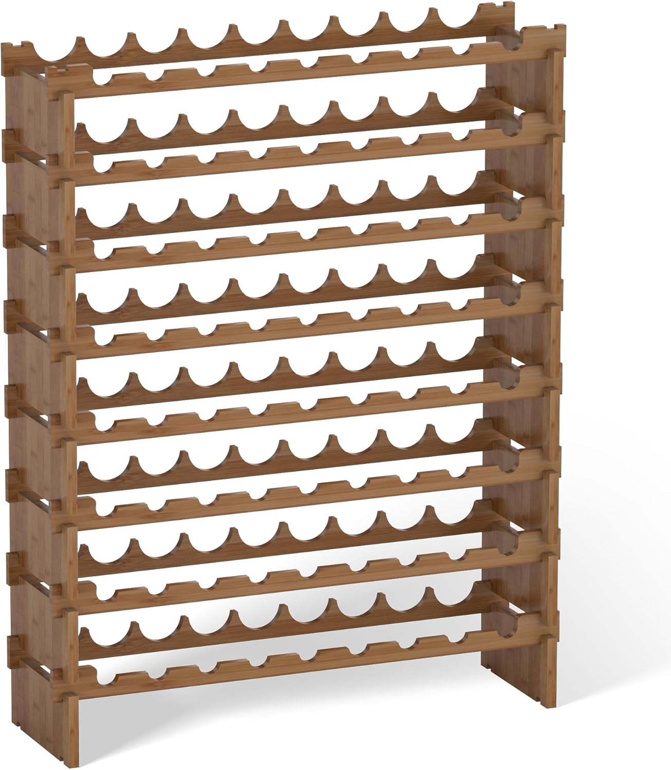 Domax 8 Tier Freestanding Wine Rack - 72 Bottle Capacity Bamboo Storage