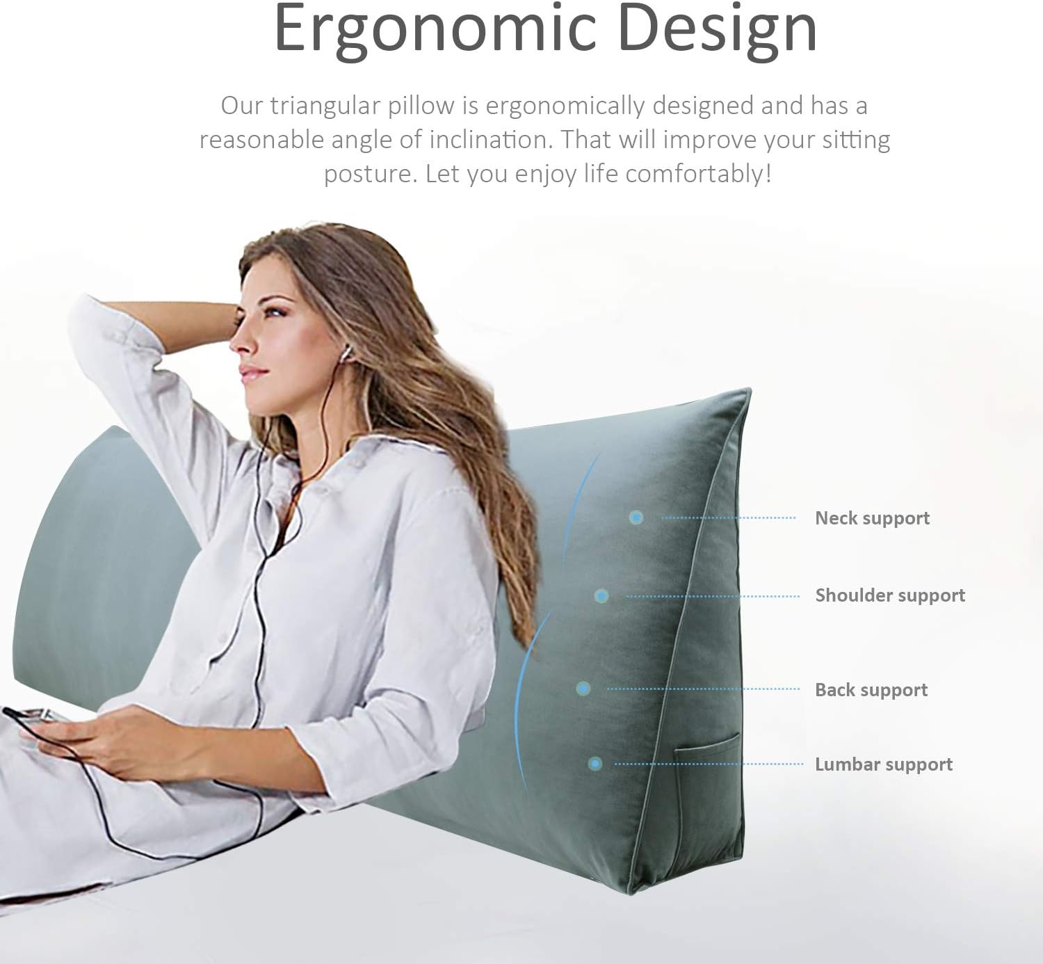 WOWMAX Velvet Reading Pillow with Back Support 1