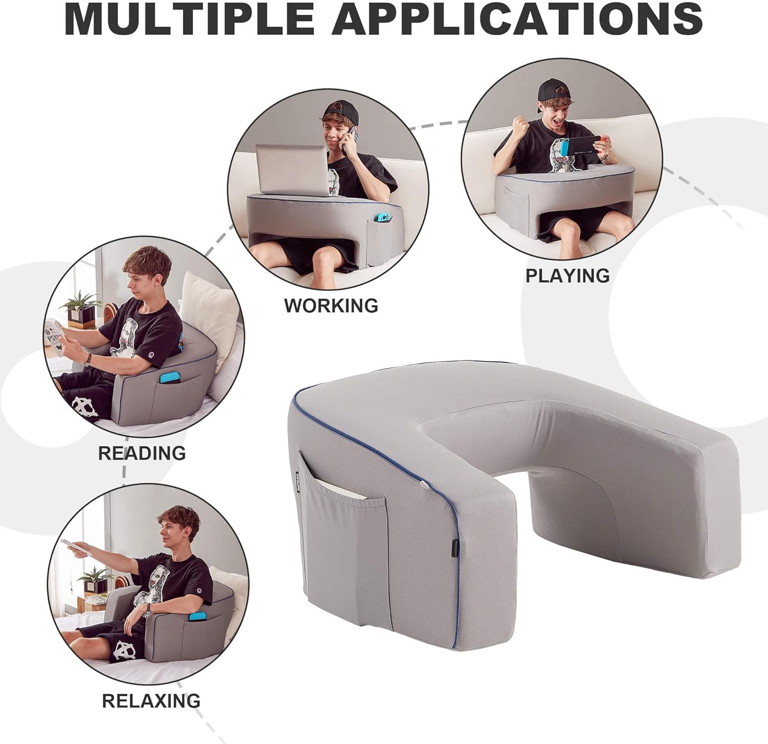 Cooloo8 Reading Pillow with Armrests and Lap Desk