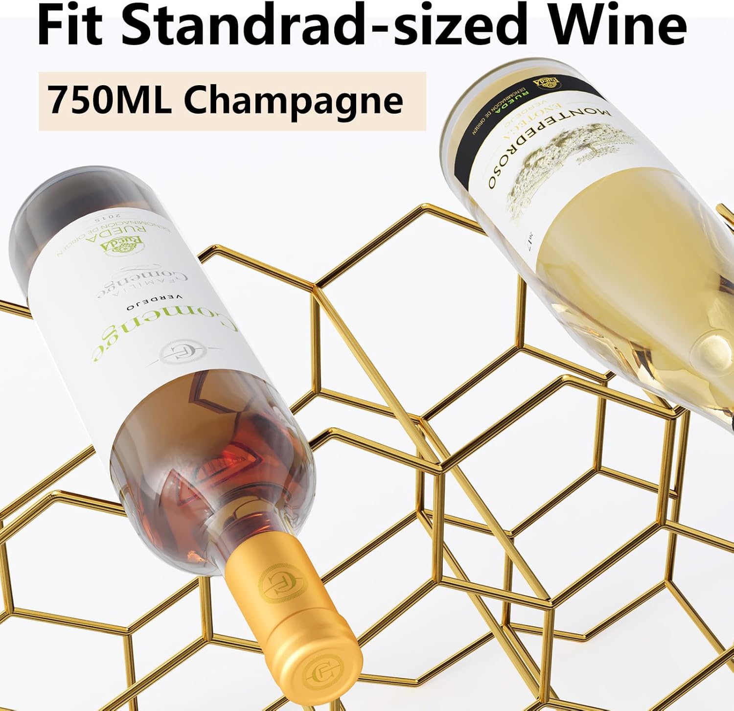 Urban Deco 14-Bottle Wine Rack - Gold Wire Inserts No Assembly Required
