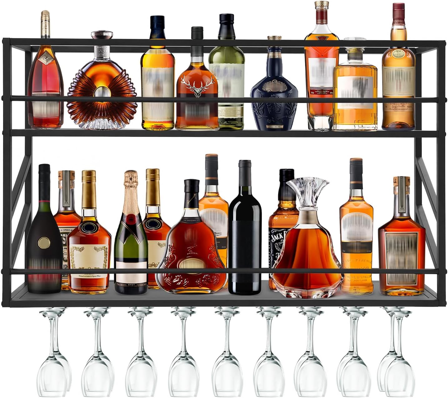 TFCFL Wall Mount Wine Rack 2-Tier Metal Storage