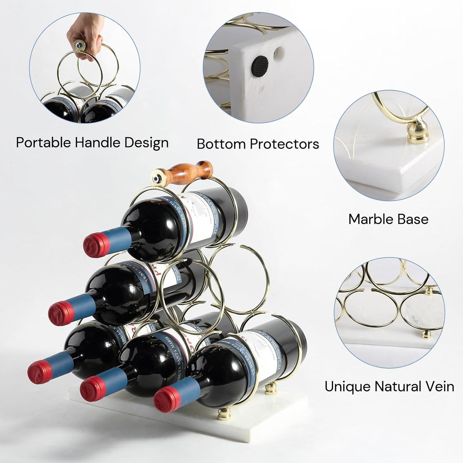 BCS Tabletop Wine Rack with Marble Base