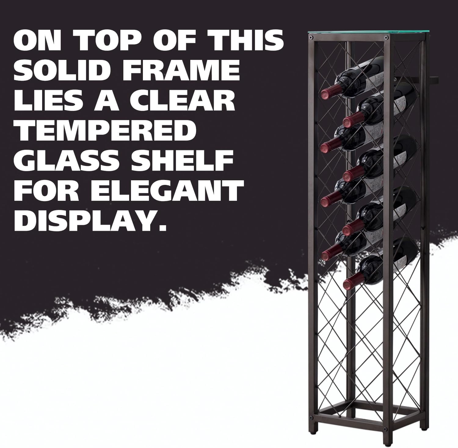 Kings Brand Narenda Freestanding Wine Rack - Pewter 13 Bottles