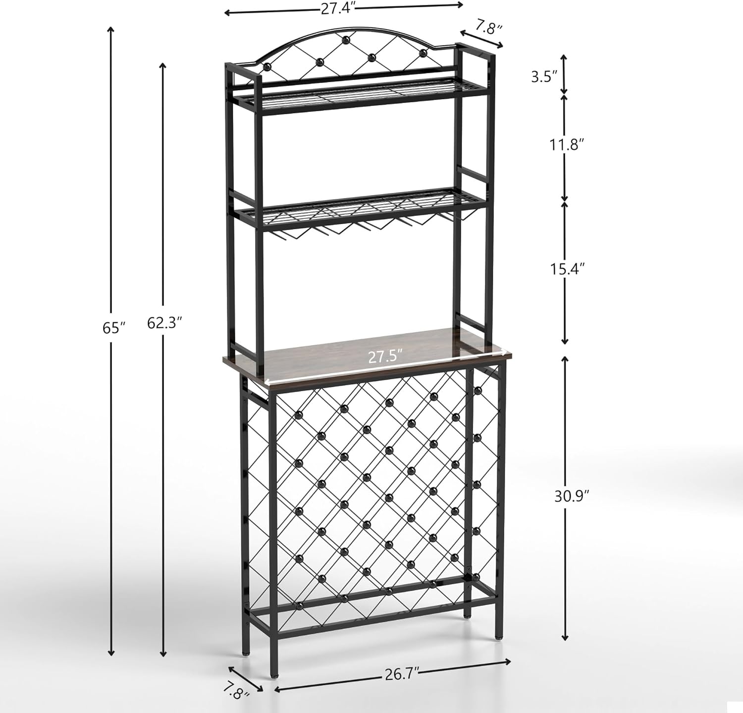 ETAZMDITE 3-Tier Industrial Wine Rack Bar Table