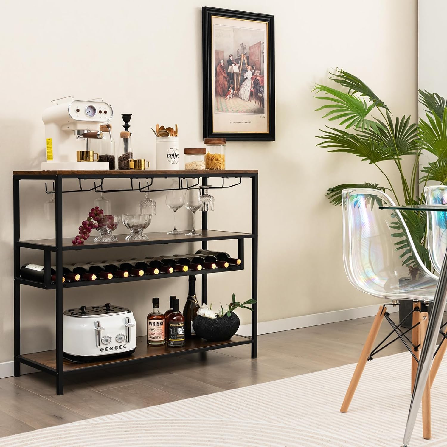 Giantex 4-Tier Freestanding Wine Rack Cabinet