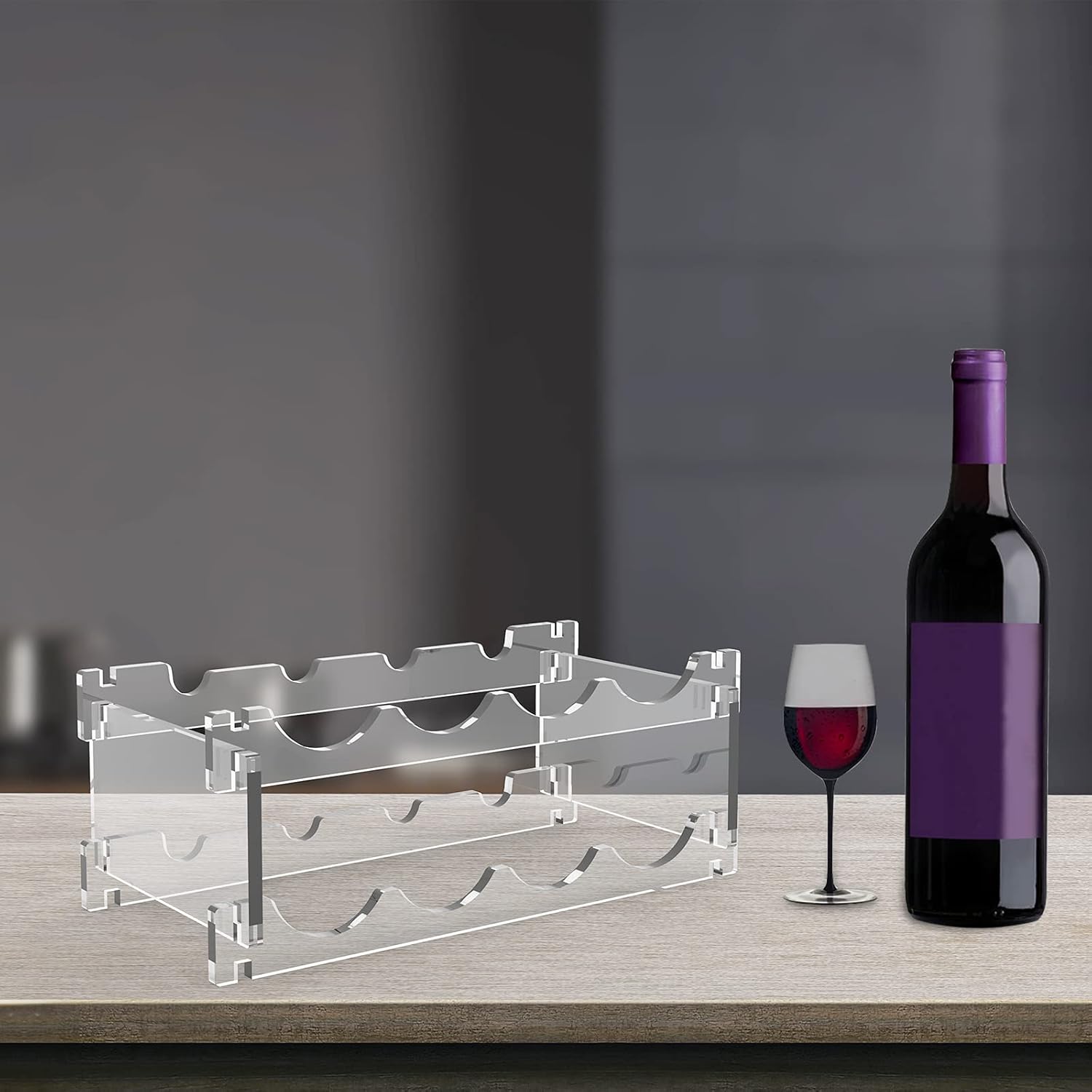 Foozet 8 Bottle Wine Rack Free Standing Transparent