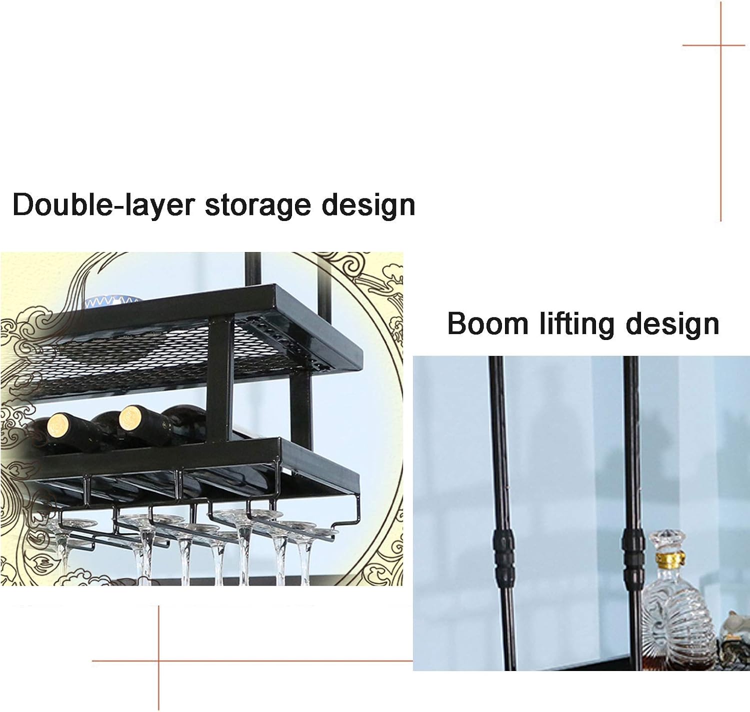 Freestanding Wine Rack with Adjustable Ceiling Mount