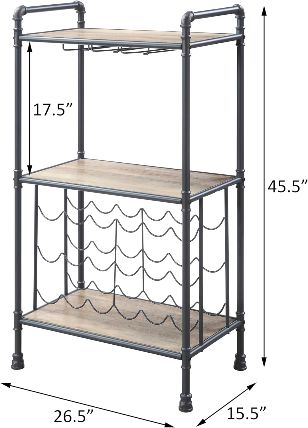 Chic Industrial Wine Rack with Stemware Storage
