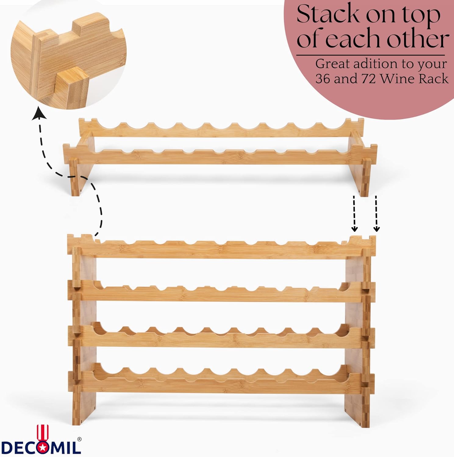 DECOMIL 9 Bottle Wine Rack - Sturdy Modular Stackable
