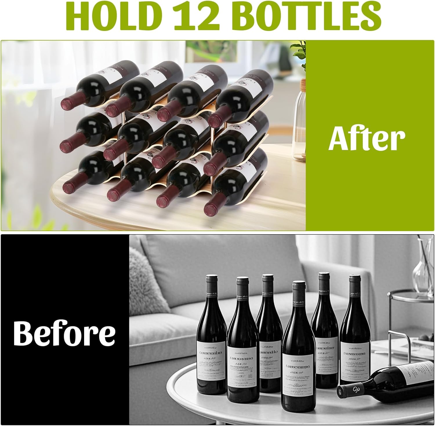 VAlinks 3 Tier 12 Bottle Willow Wine Rack 1