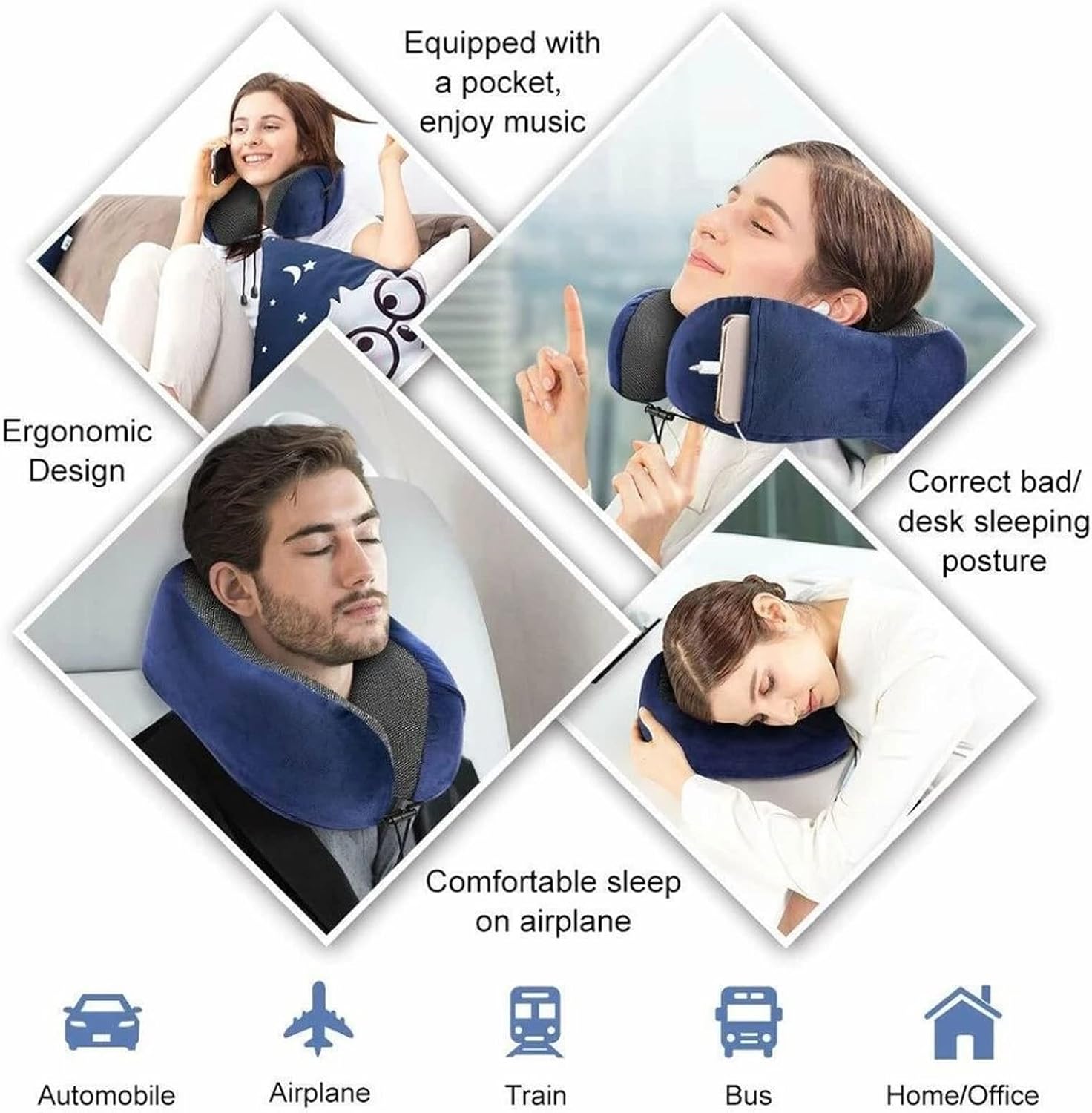 DDGURDH Memory Foam U-Shaped Neck Pillow