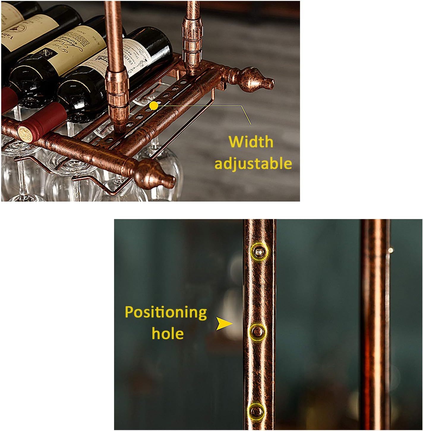 Wall-Mounted Wine Rack with Adjustable Height and Size 1