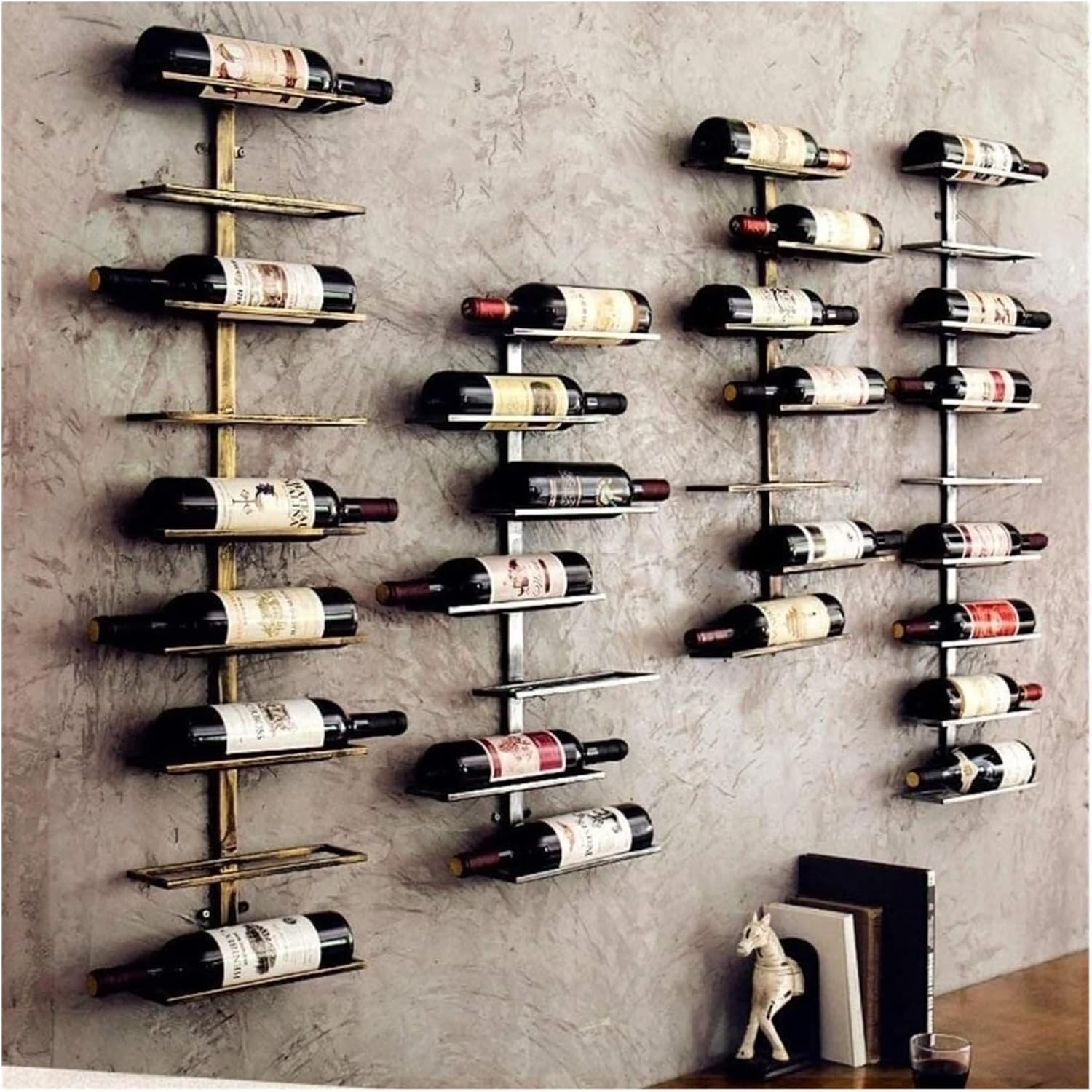 Industrial Style Freestanding Wine Rack with Wrought Iron Design