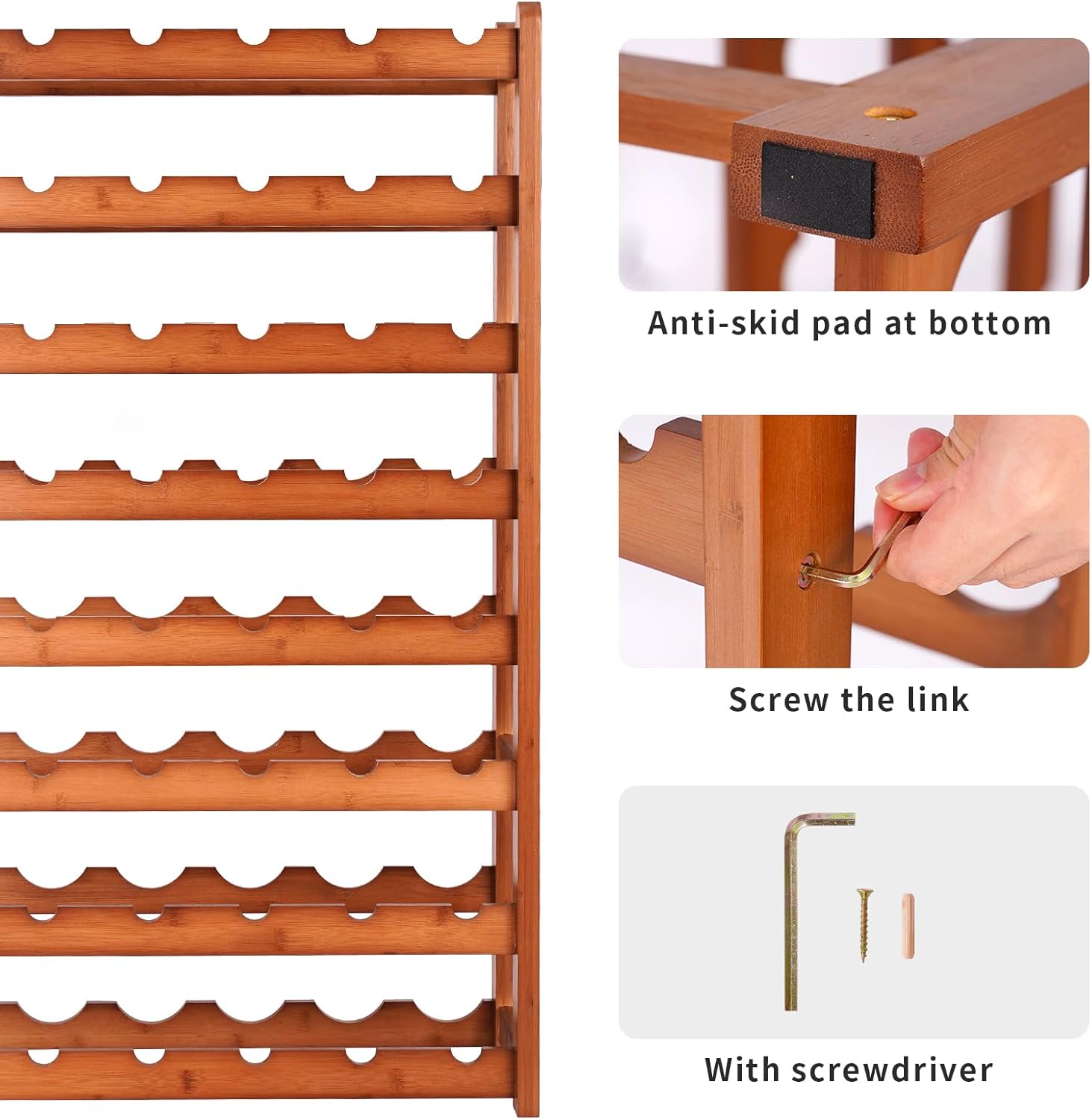 Freestanding Bamboo Wine Rack for Home Kitchen Dining Room