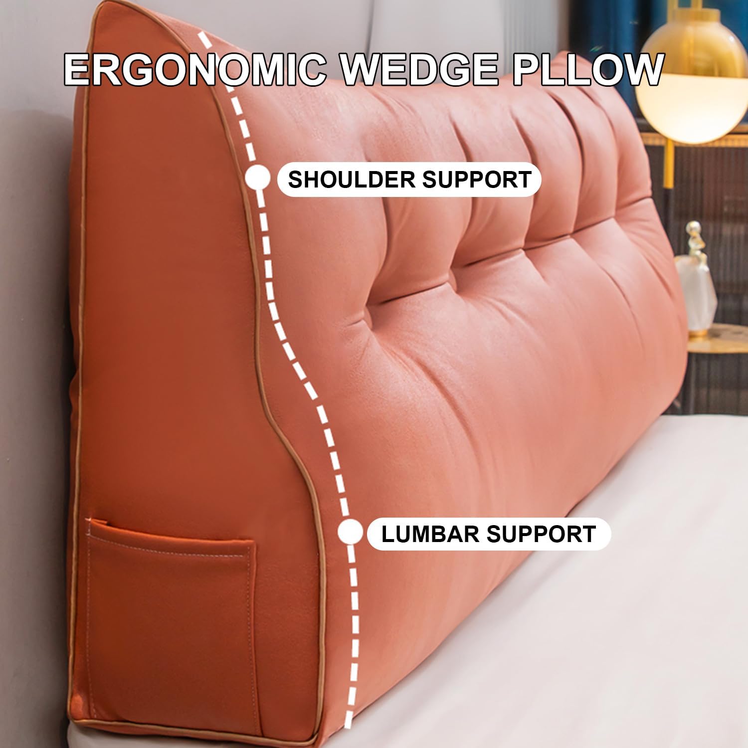 ZZYK Large Wedge Reading Pillow with Zippered Cover