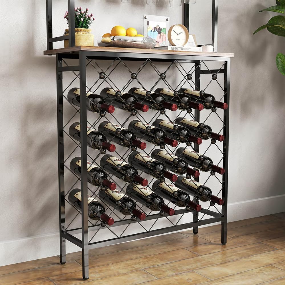 VOXIV 3-Tier Freestanding Wine Rack with Glass Holder
